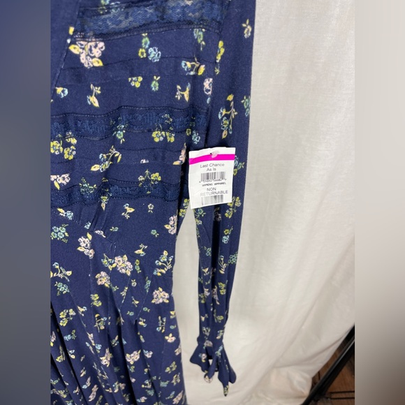 Free People navy floral print mini dress size XS NWT - Picture 6 of 11